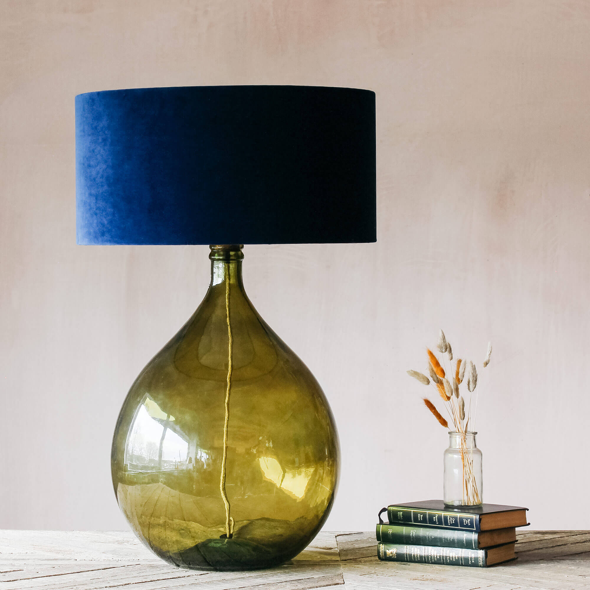 Graham and Green Extra Large Round Green Glass Lamp