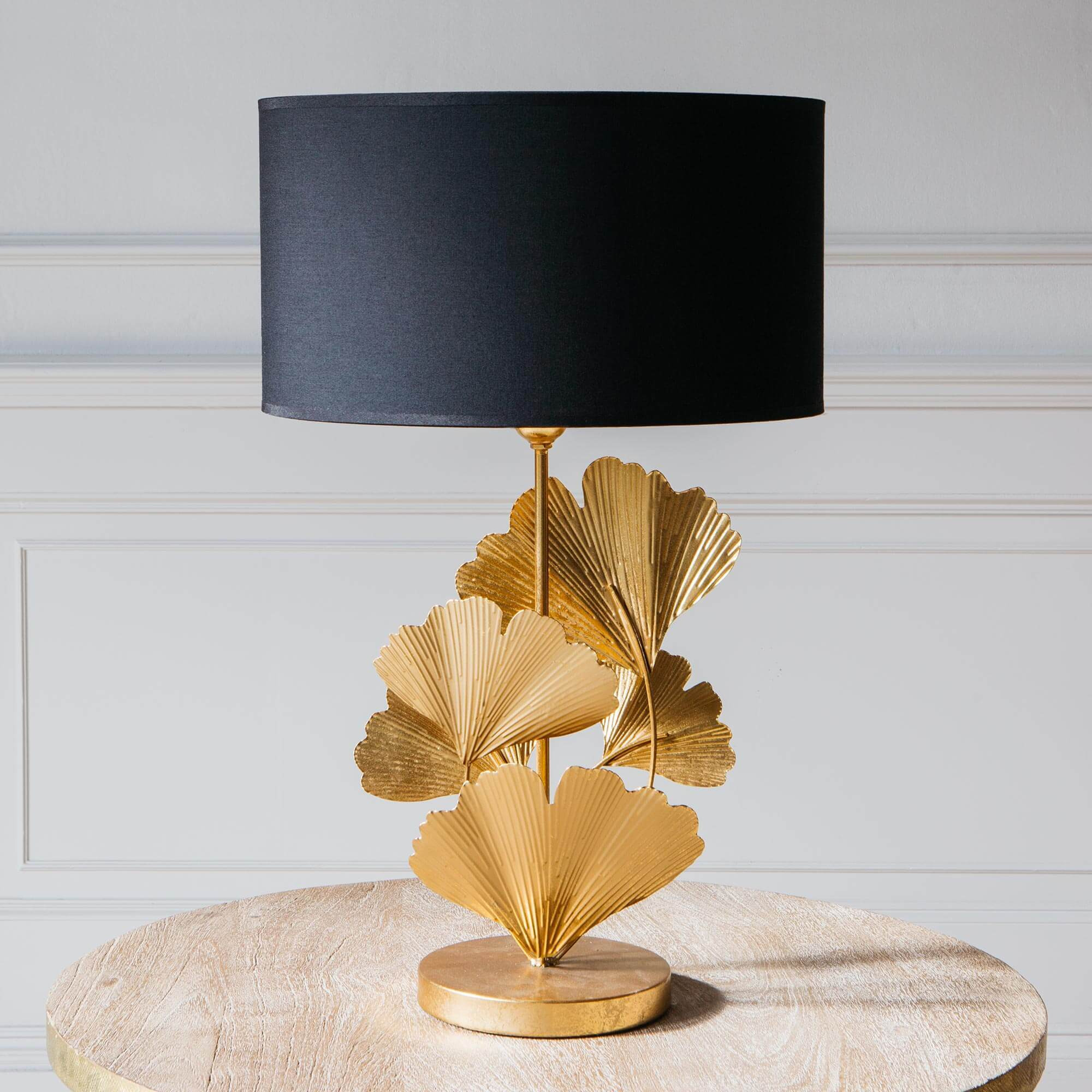 Graham and Green Gold Gingko Leaf Table Lamp with Shade