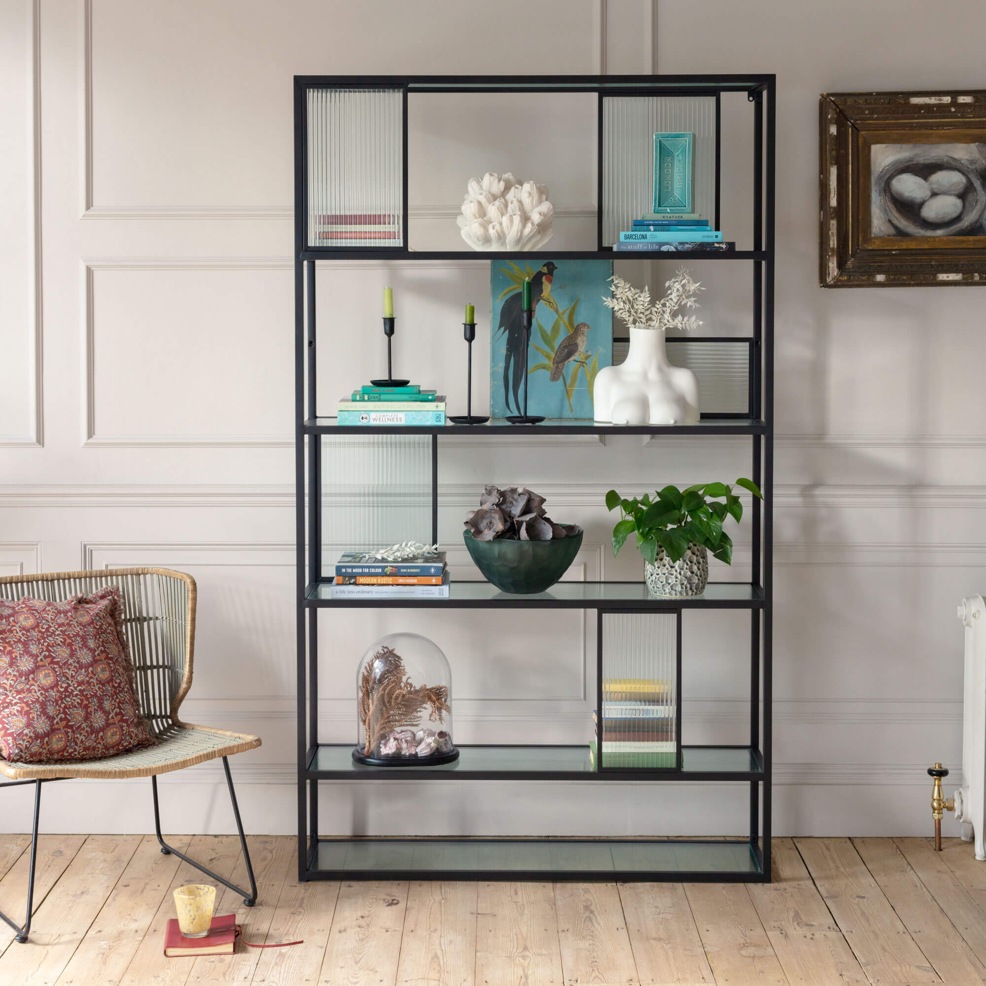 Graham and Green Levi Ribbed Glass Bookcase