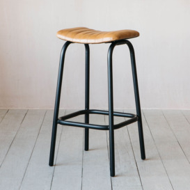 Graham and Green Carrow Brown Leather Bar Stool