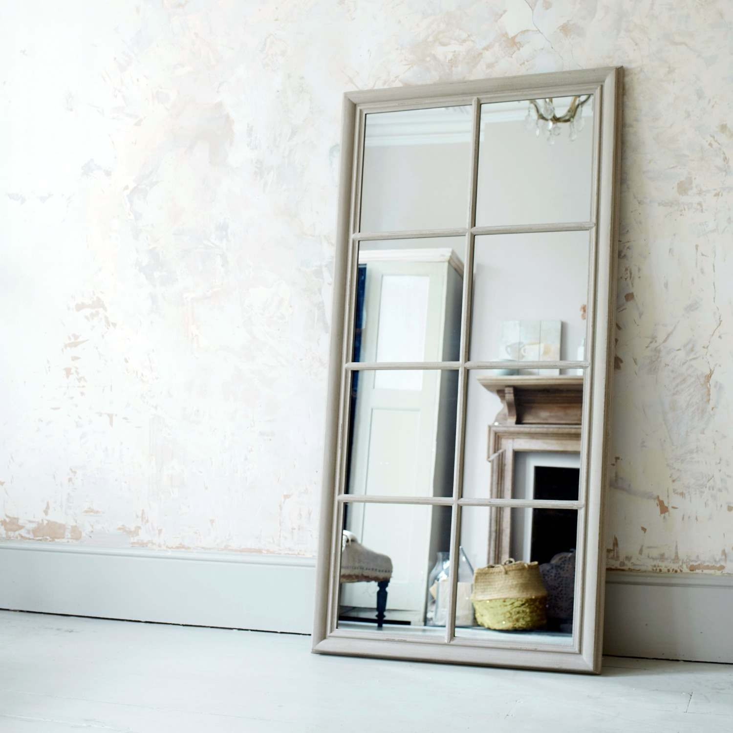 Graham and Green Taupe Window Pane Wall Mirror