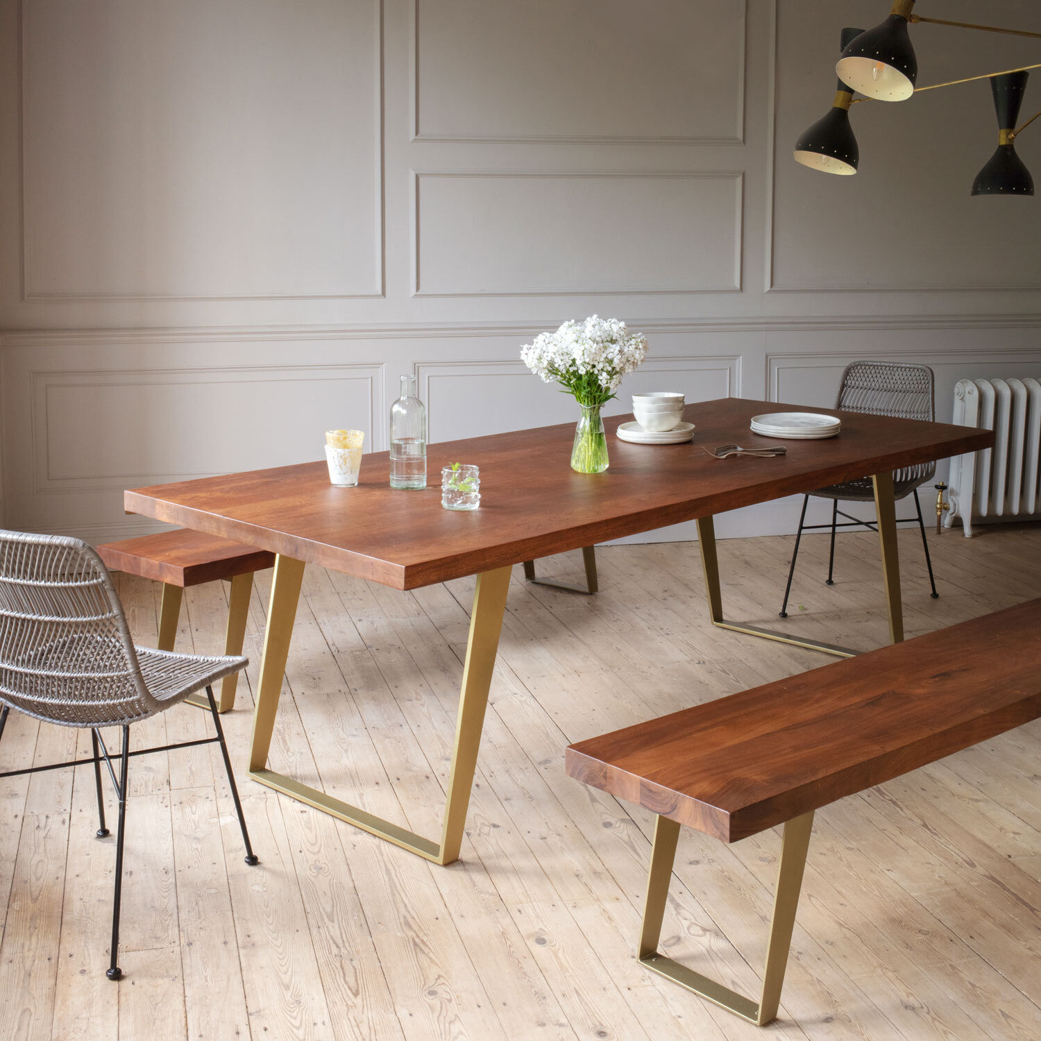 Graham and Green Max Six Seater Brass Dining Table