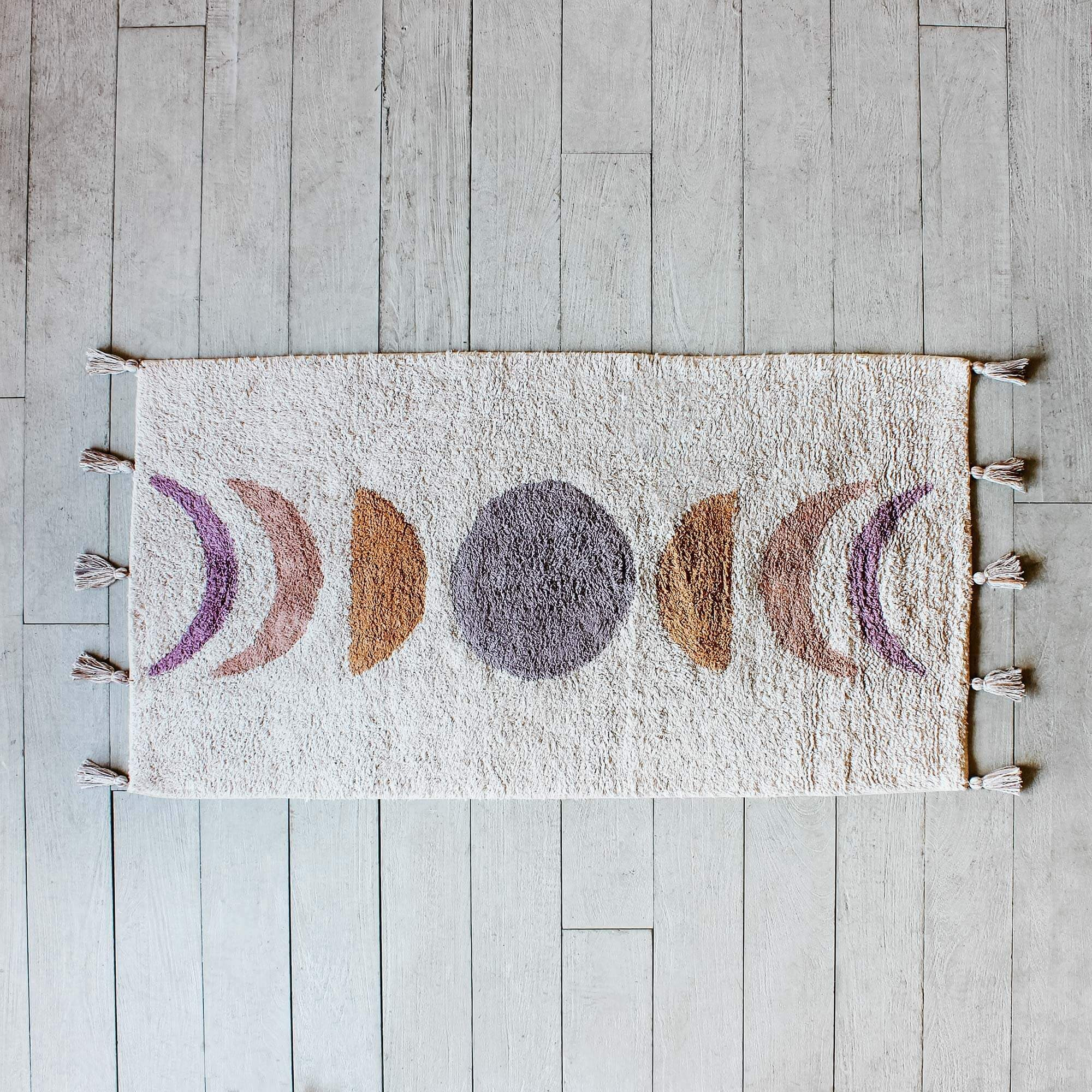 Graham and Green Abstract Moon Tasselled Rug 70 x 140cm