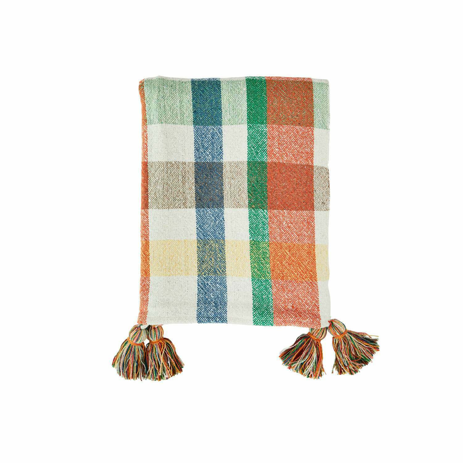 Graham and Green Orange Check Recycled Cotton Throw