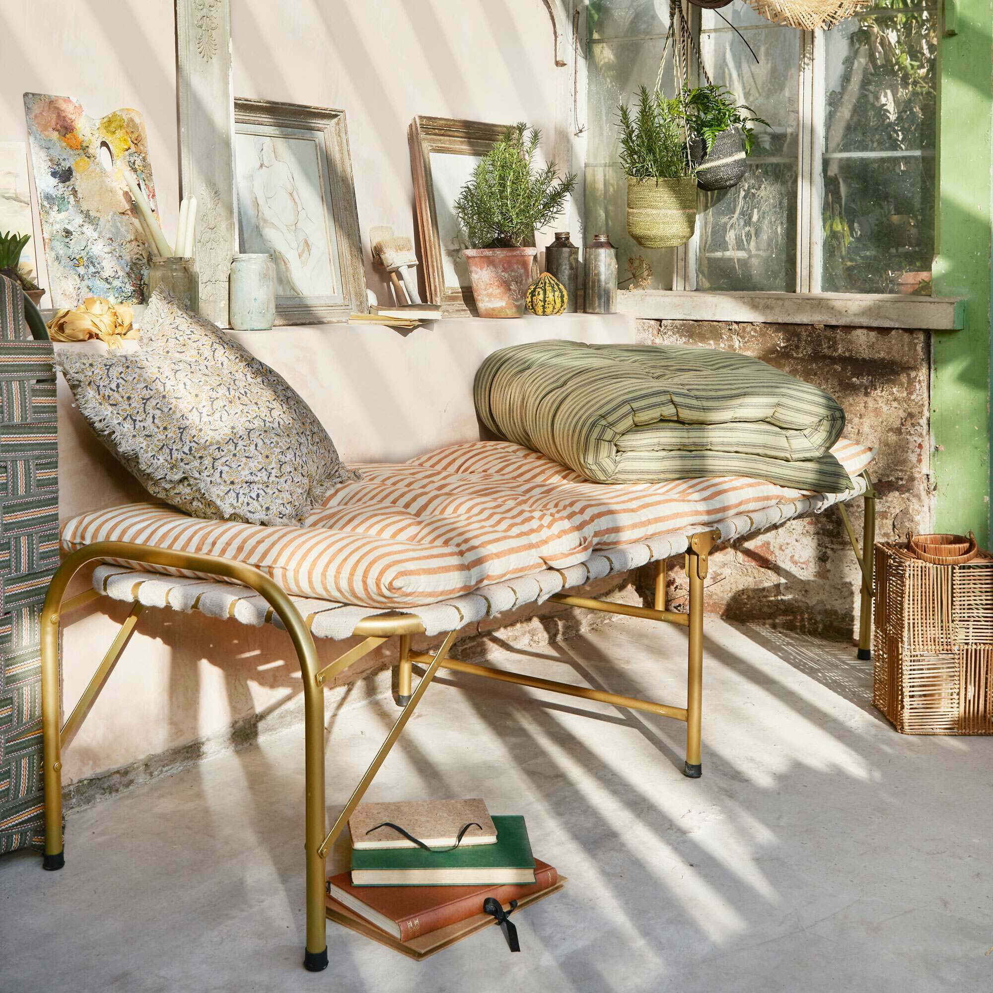 Graham and Green Cream and Gold Folding Day Bed