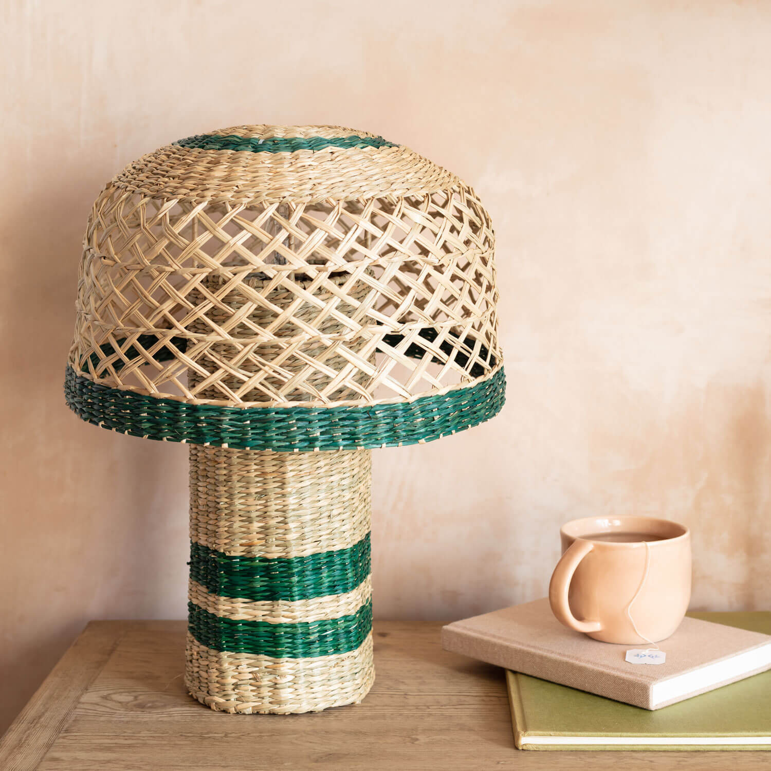 Graham and Green Green Woven Seagrass Table Lamp