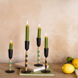 Graham and Green Set of Two Black Bamboo Candle Holders - thumbnail 3