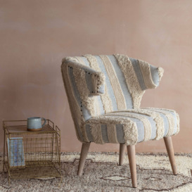 Graham and Green Mina Misty Blue and White Striped Armchair - thumbnail 1