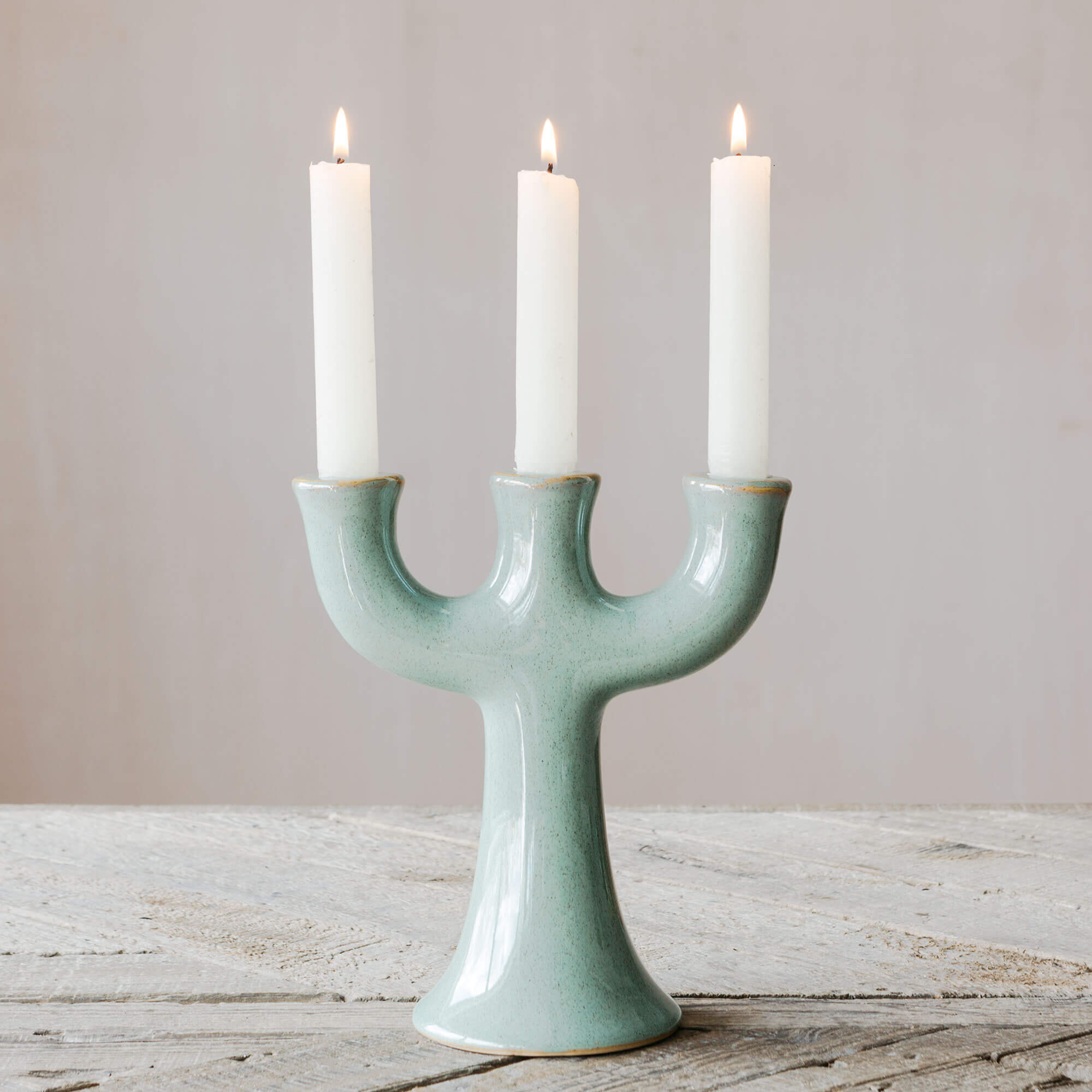 Graham and Green Green Stoneware Candle Holder