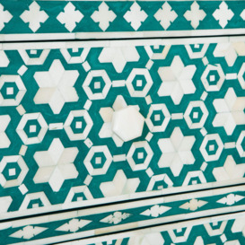 Jade Green Floral Bone Inlay Chest of Drawers - thumbnail 3