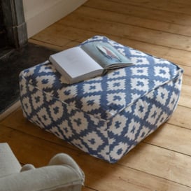 Graham and Green Blue Ikat Pouffe