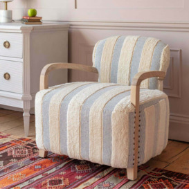 Graham and Green Thurman Misty Blue and White Striped Armchair