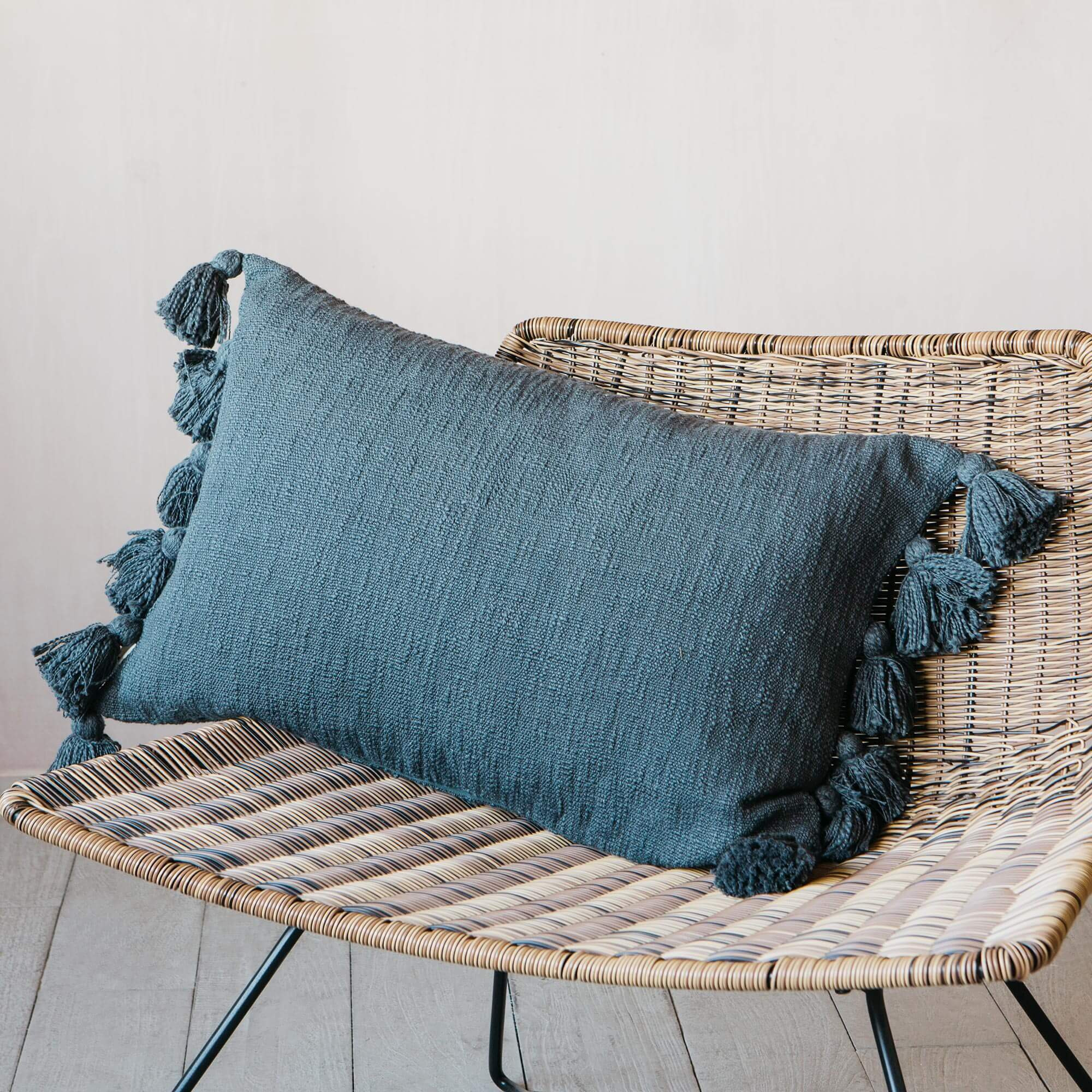 Graham and Green Charcoal Tassel Cushion