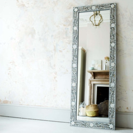 Graham and Green Classic Grey Mother of Pearl Floor Mirror - thumbnail 1