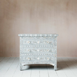 Classic Grey Mother of Pearl Large Bedside Table - thumbnail 2