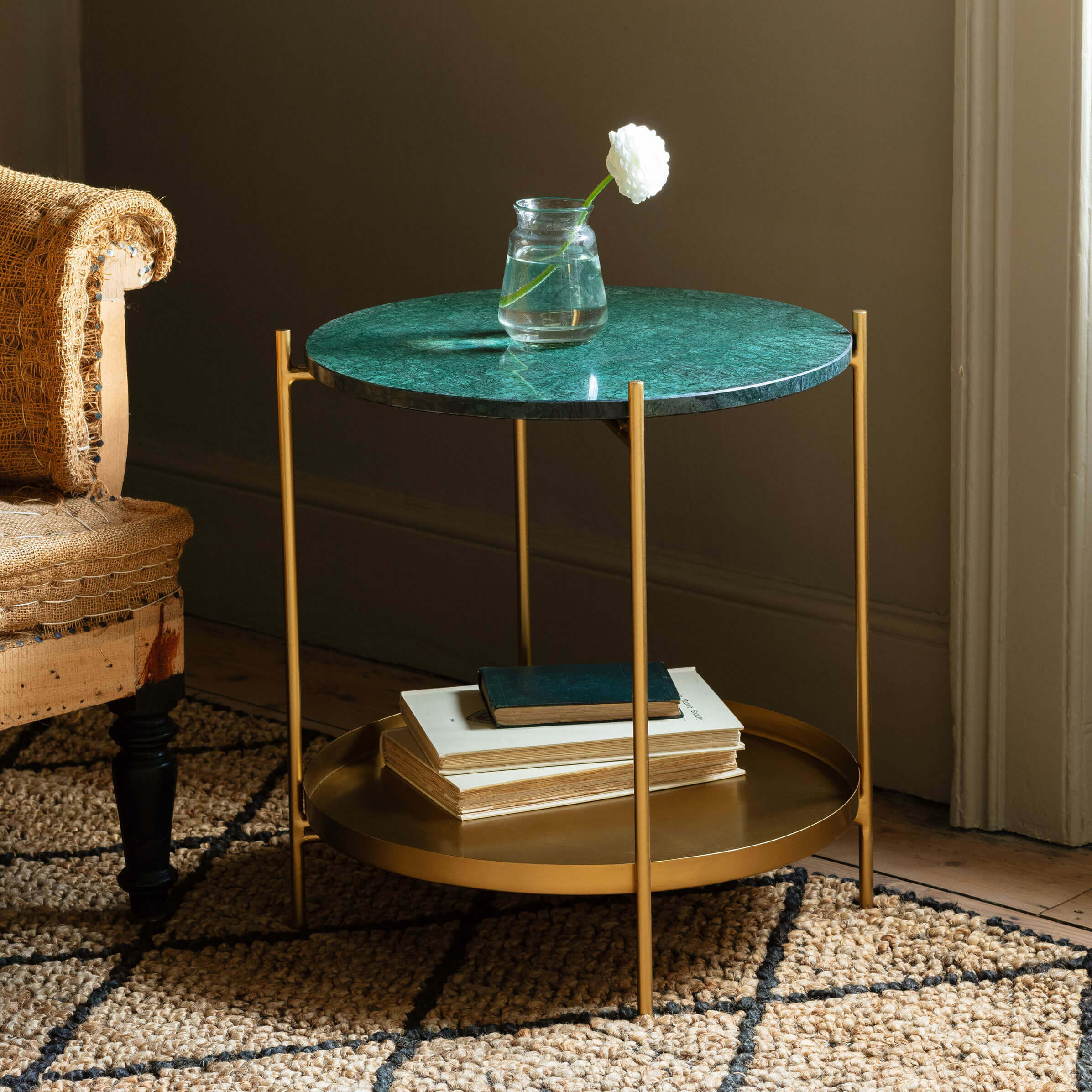Loretta Green Marble Side Table - image 1