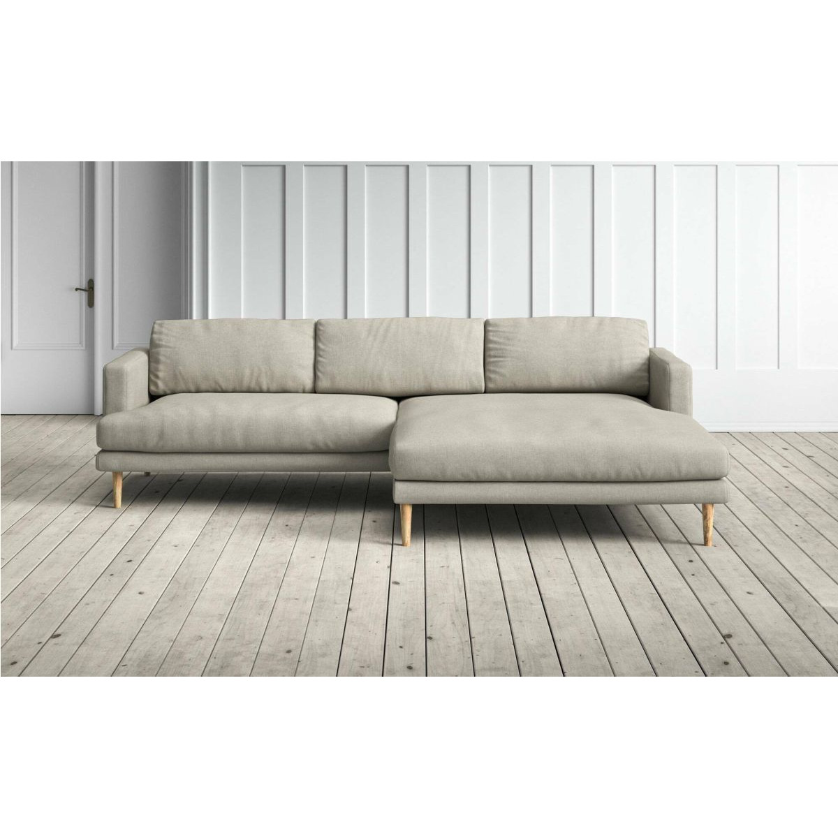 Graham and Green Sydney 4 Seater Right Chaise Sofa in Flax Belgian Linen