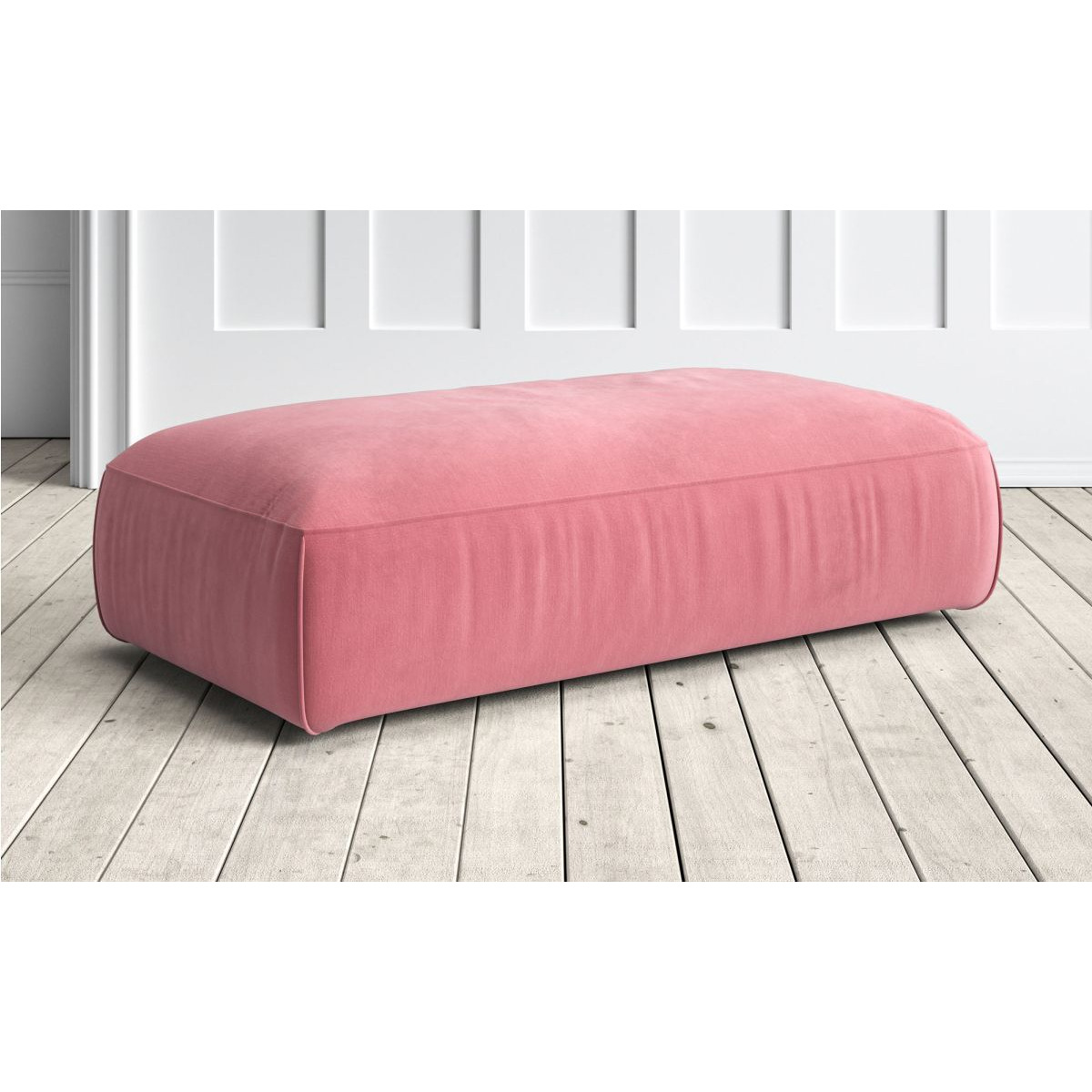 Graham and Green Dax Large Footstool in Pink Classic Velvet