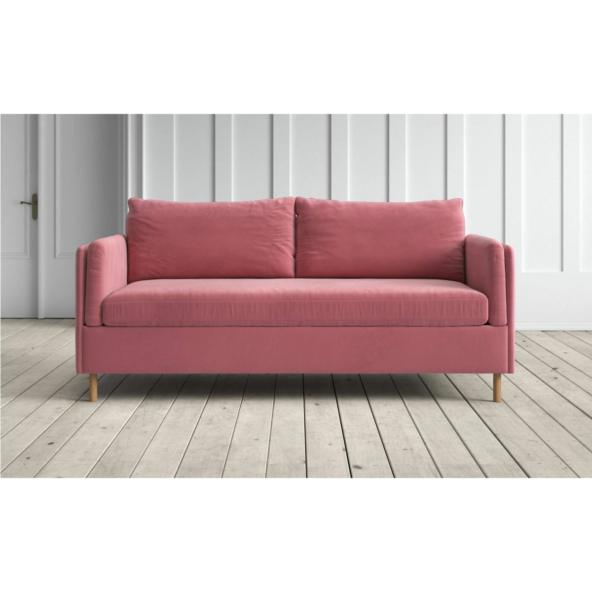 Graham and Green Edwina 2.5 Seater Sofa Bed in Pink Classic Velvet