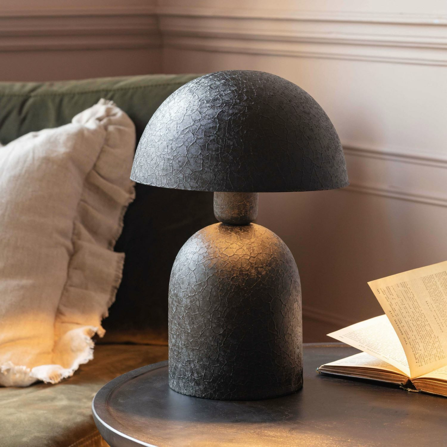 Graham and Green Black Textured Dome Table Lamp - image 1