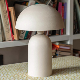 Graham and Green Large Warm Grey Textured Dome Table Lamp