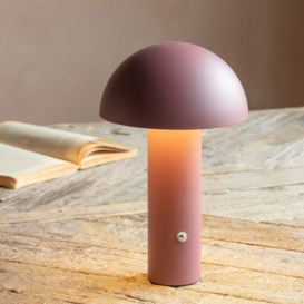 Graham and Green Solana Red Ochre USB Chargeable Dome LED Table Lamp
