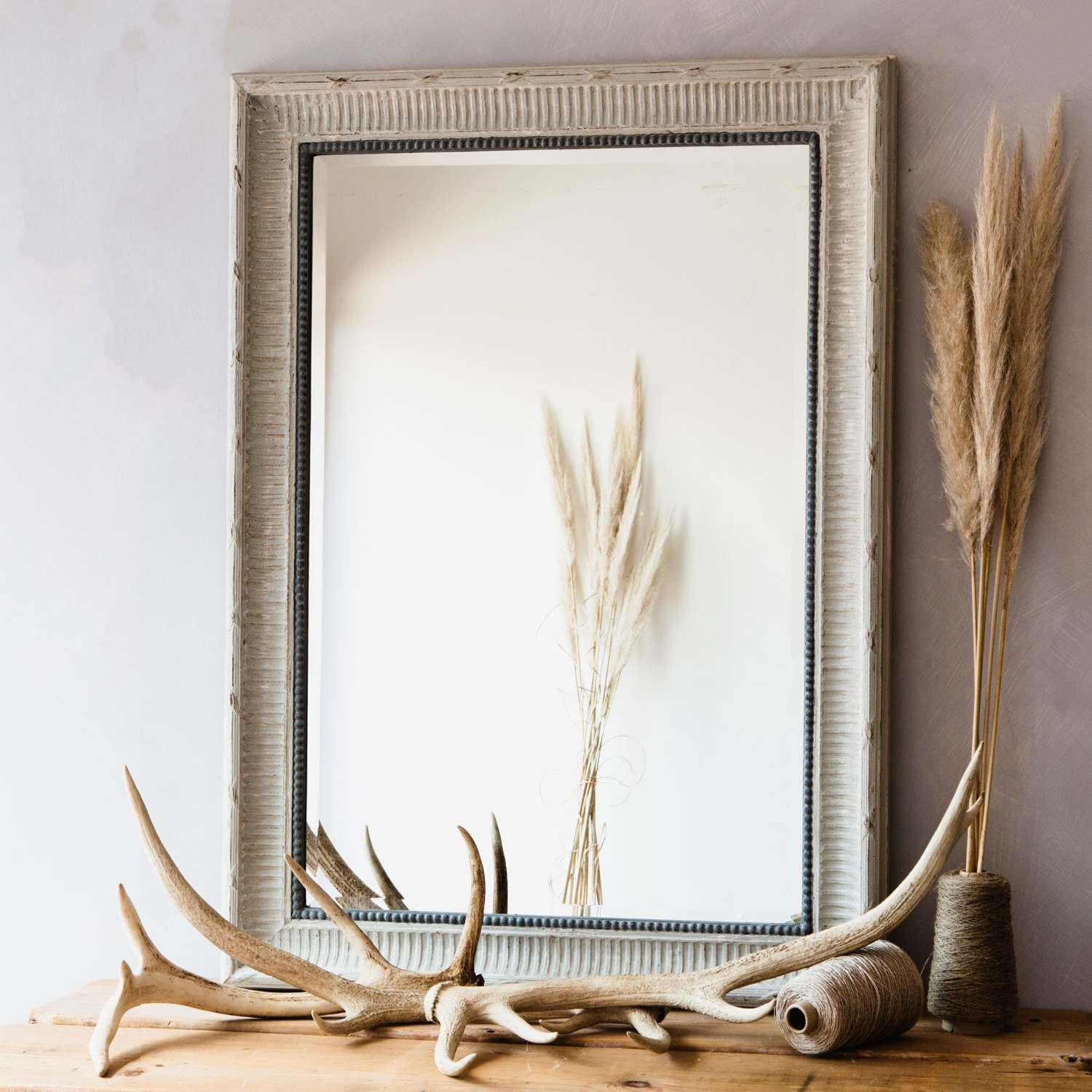 Graham and Green Grey Bevelled Wooden Mirror