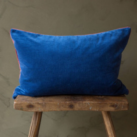 Graham and Green Amara Navy Blue Large Rectangular Velvet Cushion - thumbnail 2