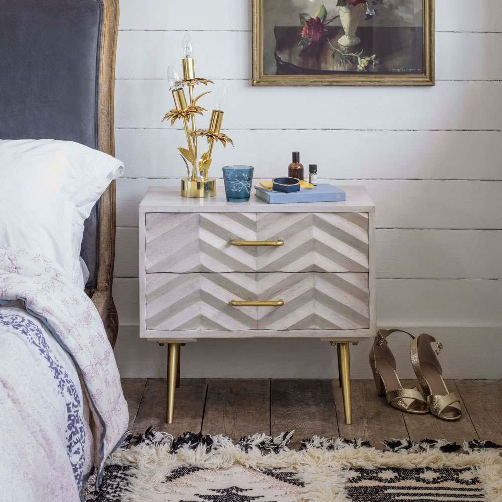 Graham and Green Ariella Chevron Large Bedside Table - image 1