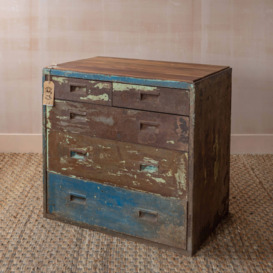 Graham and Green Vintage Rustic Metal and Wood Chest of Drawers