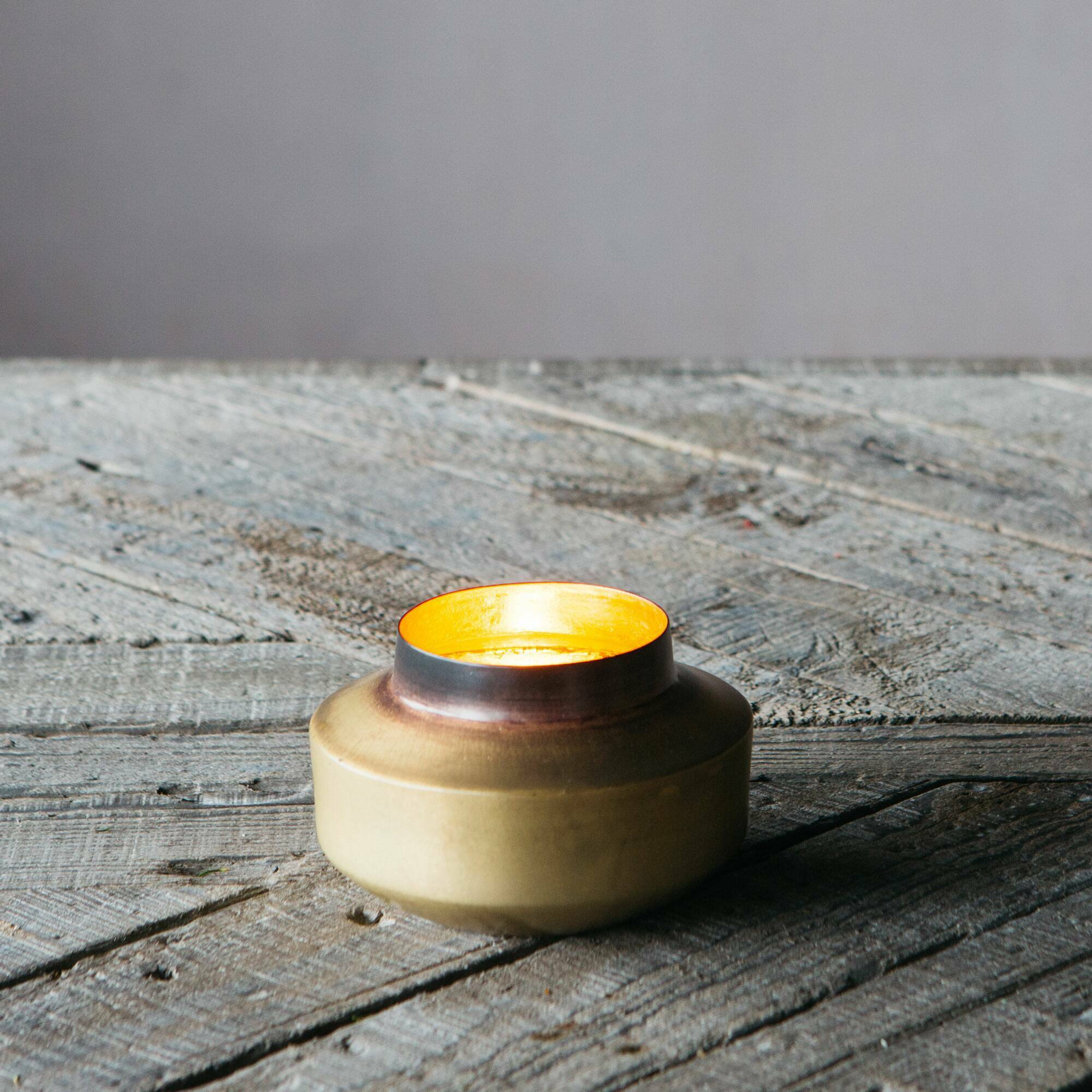 Burnt Brass Pot Tea Light Holder - image 1
