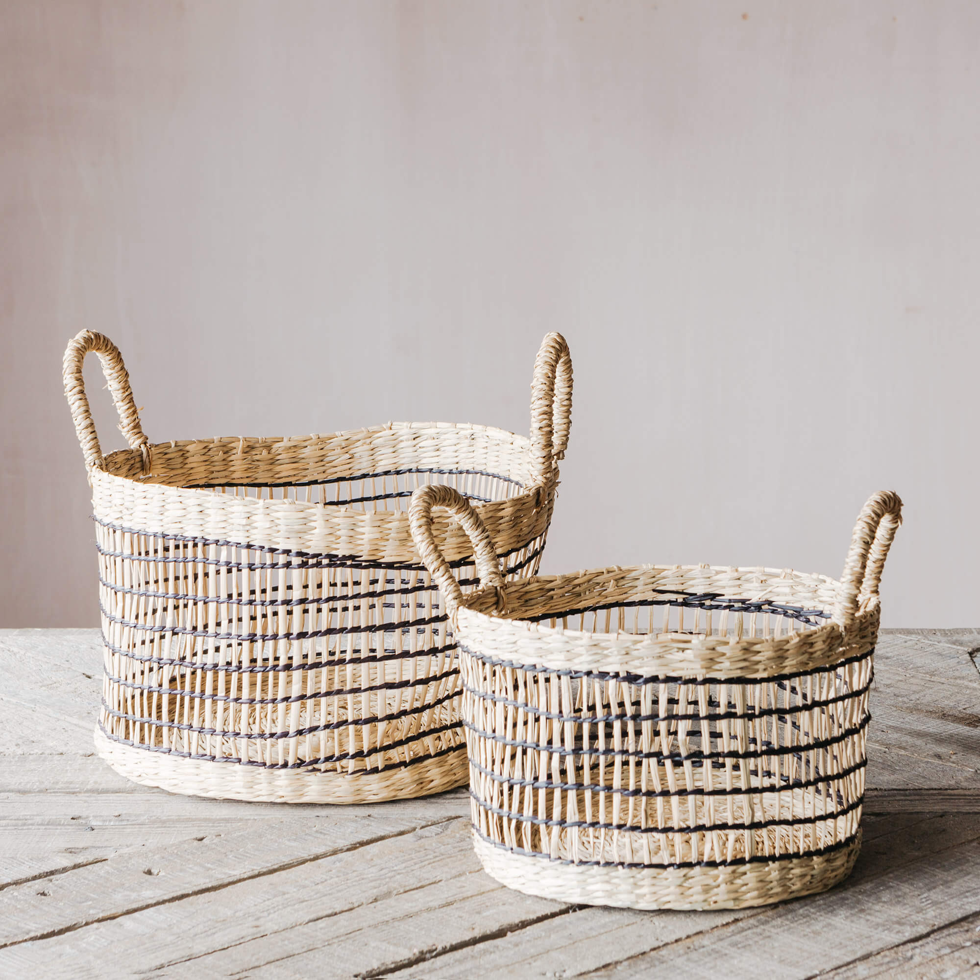 Graham and Green Set of Two Open Weave Baskets