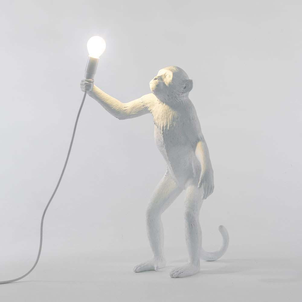 Graham and Green Indoor White Standing Monkey Lamp