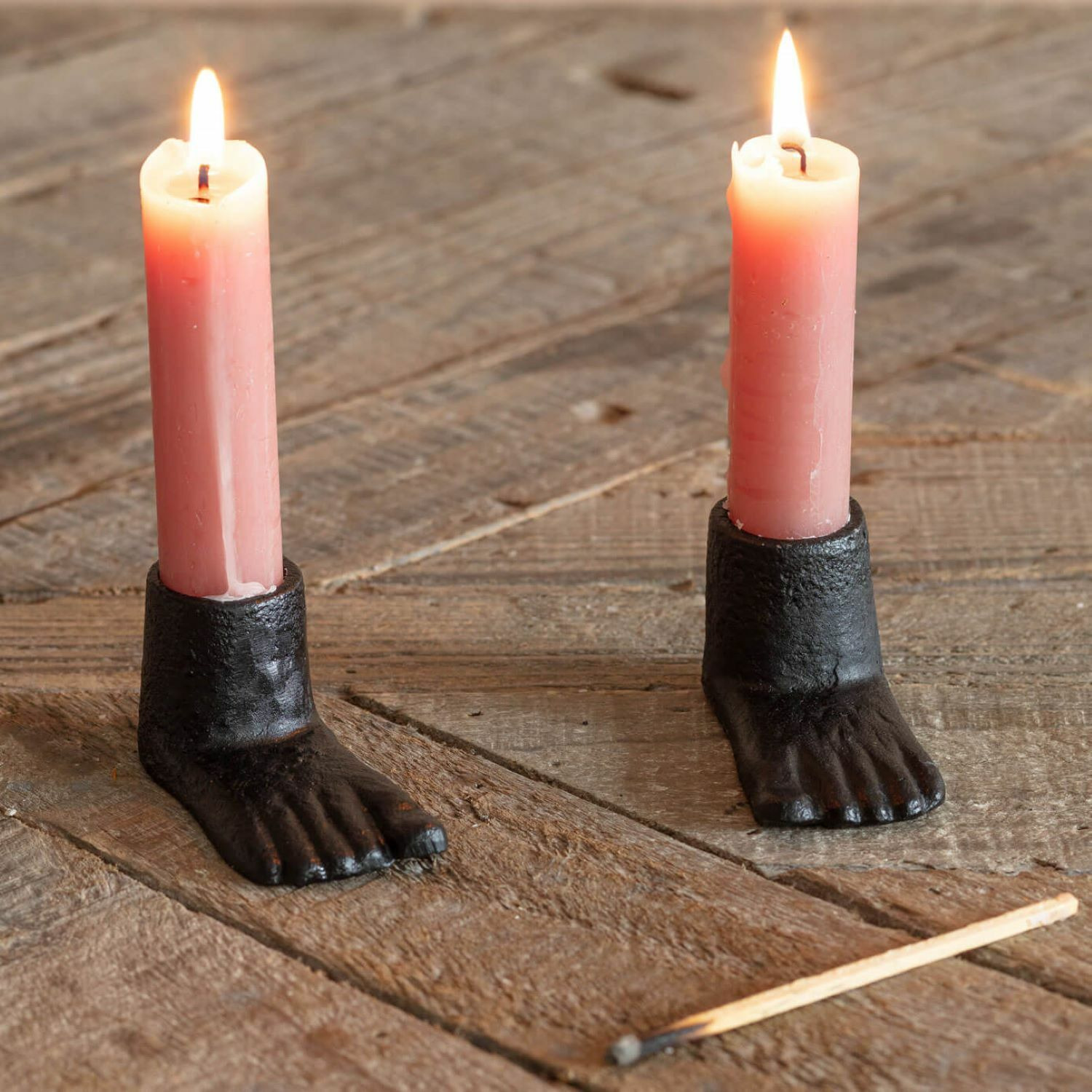 Graham and Green Set of Two Cast Iron Feet Candle Holders - image 1