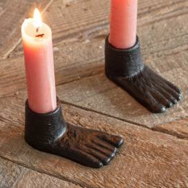 Graham and Green Set of Two Cast Iron Feet Candle Holders - thumbnail 2