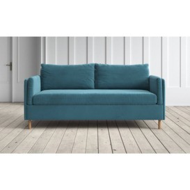 Edwina 3 Seater Sofa Bed in Cornflower Blue Lario Velvet