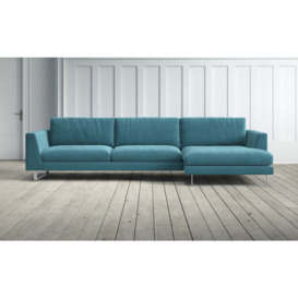 New York 3 Seater Right Chaise Sofa in Cornflower Blue Lario Velvet