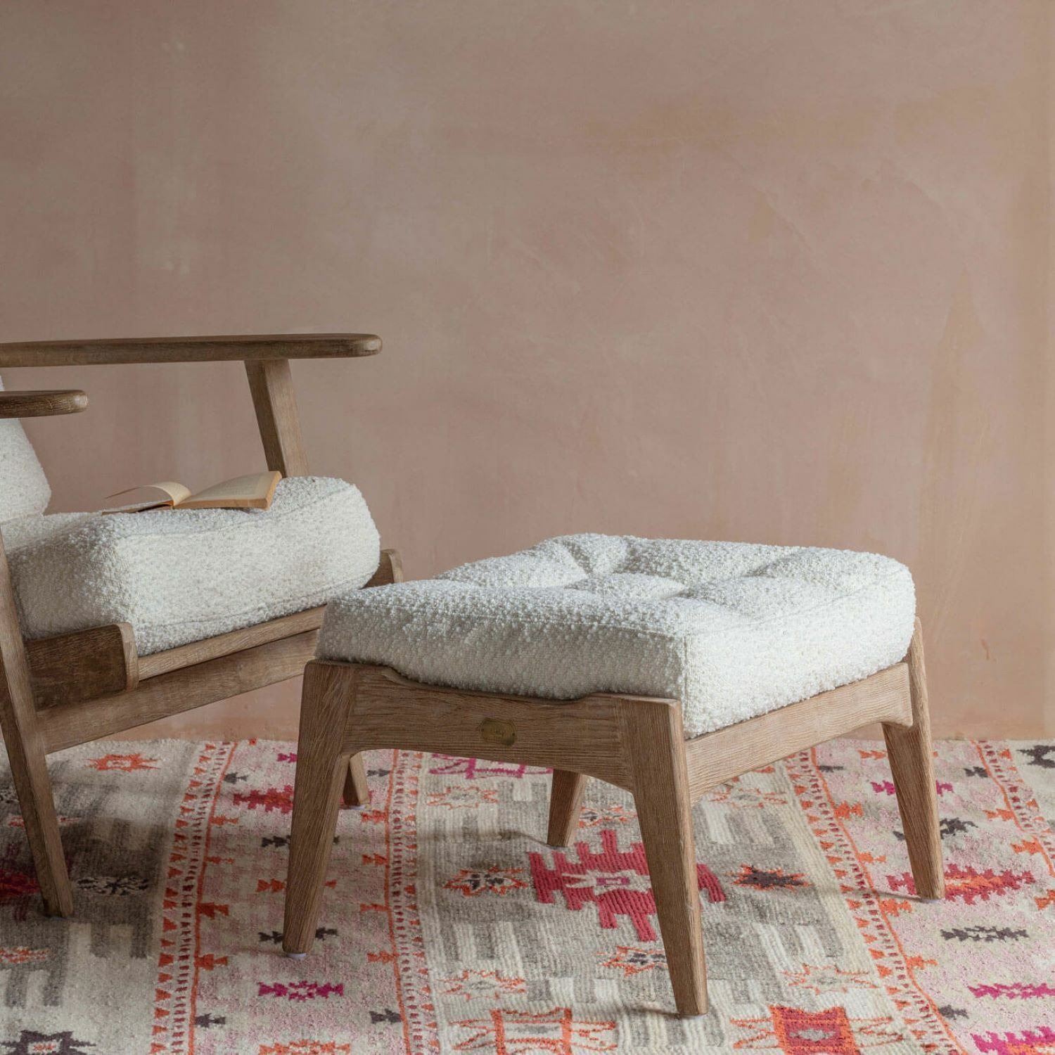 Dylan Chalk Boucle Footstool - image 1