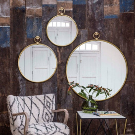 Small Antiqued Gold Pendant Mirror