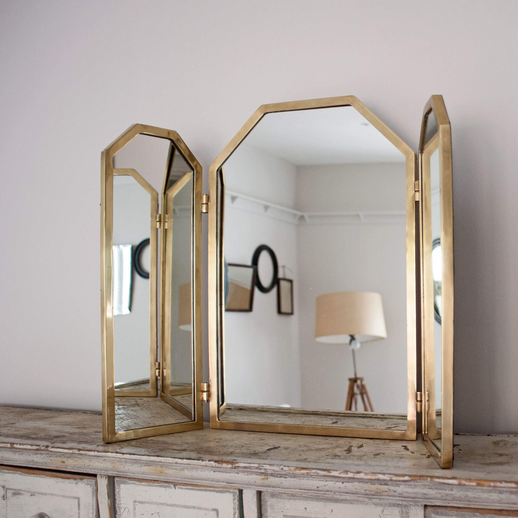 Graham and Green Odette Antiqued Gold Dressing Table Mirror