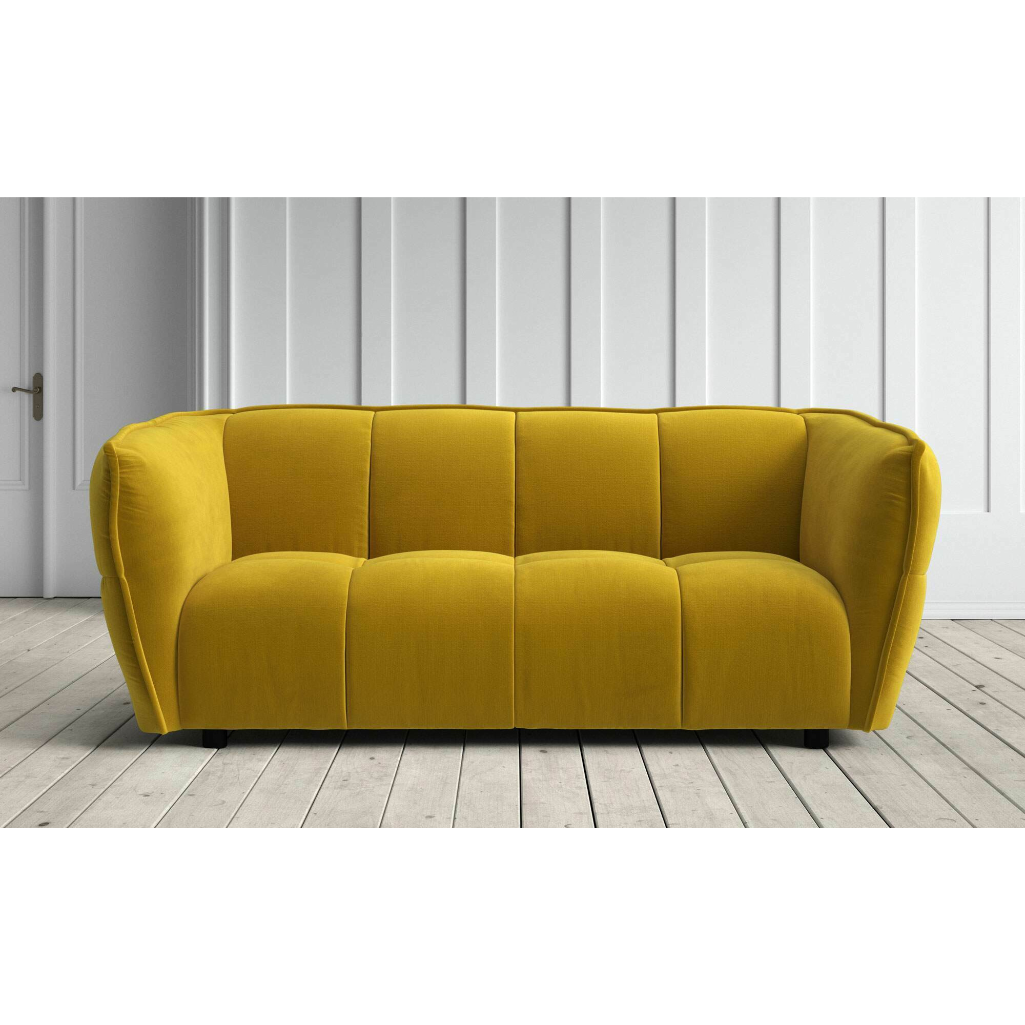 Graham and Green Juno 2 Seater Sofa in Yellow Classic Velvet