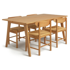 Habitat Nel Wood Veneer Dining Table & 4 Hanna Oak Chairs