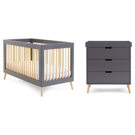 Obaby Maya 2 Pieces Cot Bed Nursery Set - Slate