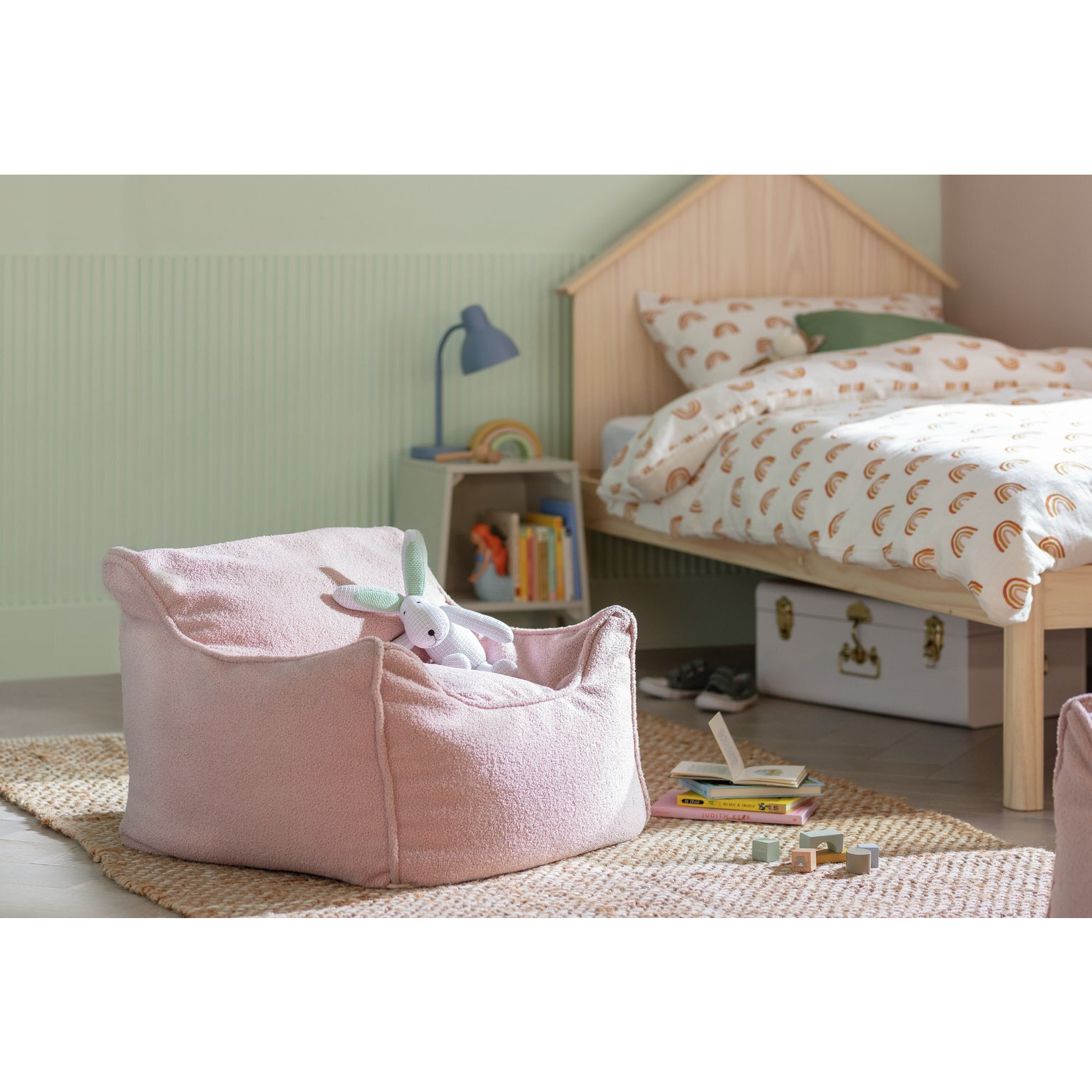 Habitat Kids Single Chair Boucle Bean Bag - Pink