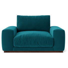 Swoon Denver Velvet Cuddle Chair - Kingfisher Blue