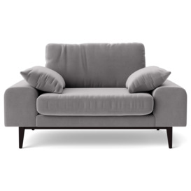 Swoon Tulum Velvet Cuddle Chair - Silver Grey