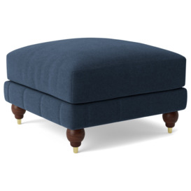 Swoon Winston Fabric Ottoman Footstool - Indigo Blue