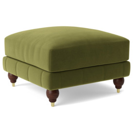 Swoon Winston Velvet Ottoman Footstool - Fern Green