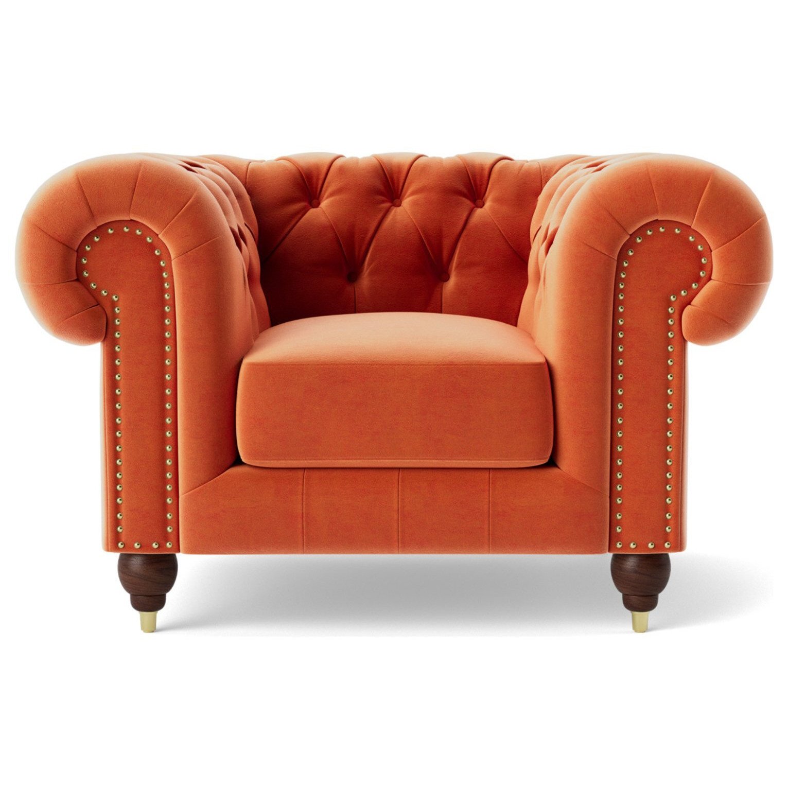 Swoon Winston Velvet Armchair - Burnt Orange