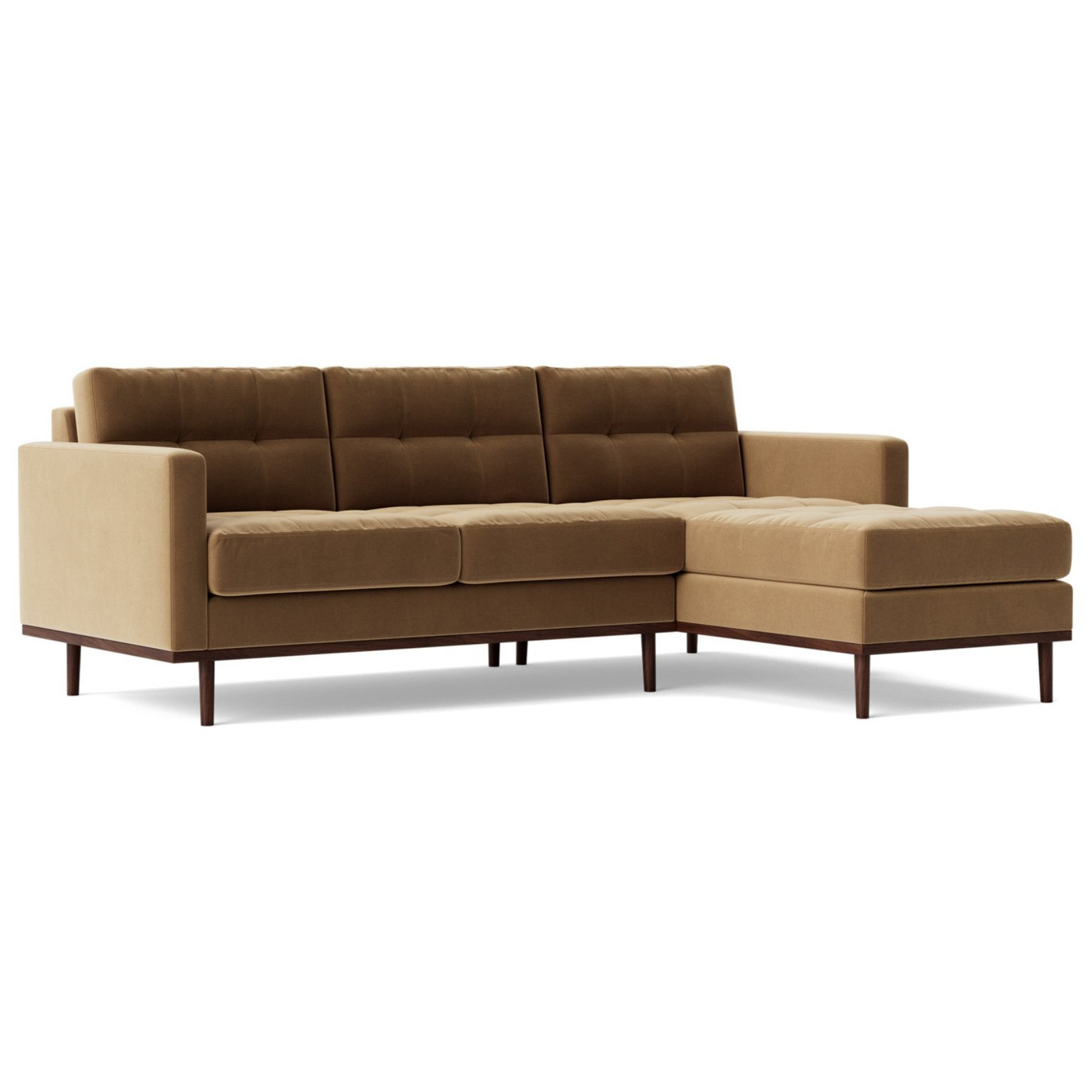Swoon Berlin Velvet Right Hand Corner Sofa - Biscuit
